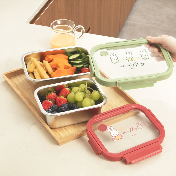 [Miffy x Corelle] Pyrex Rectangular SS Storage 2pc (8820ml & 1250ml)