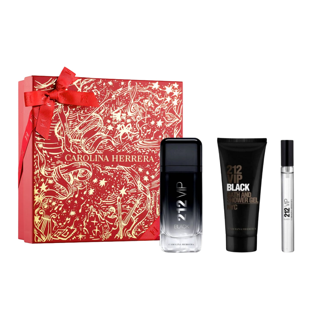 Gift Set 25 : 212 VIP Black 100ml + Shower Gel 100ml + Megaspritzer 10ml