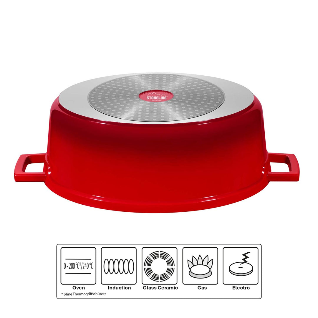 Cocotte Roaster Casserole Dish Round 32 x 25cm Cherry Red with Lid