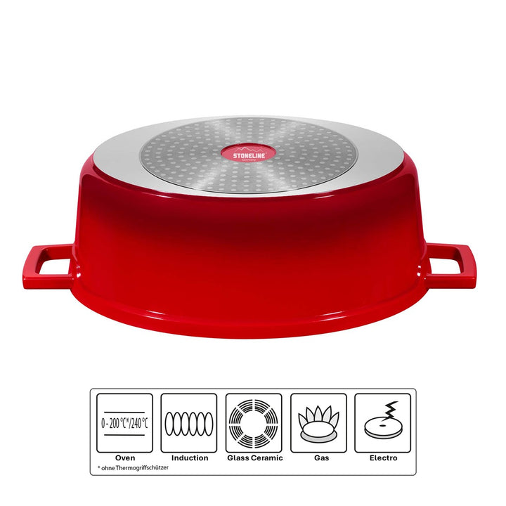 Cocotte Roaster Casserole Dish Round 32 x 25cm Cherry Red with Lid