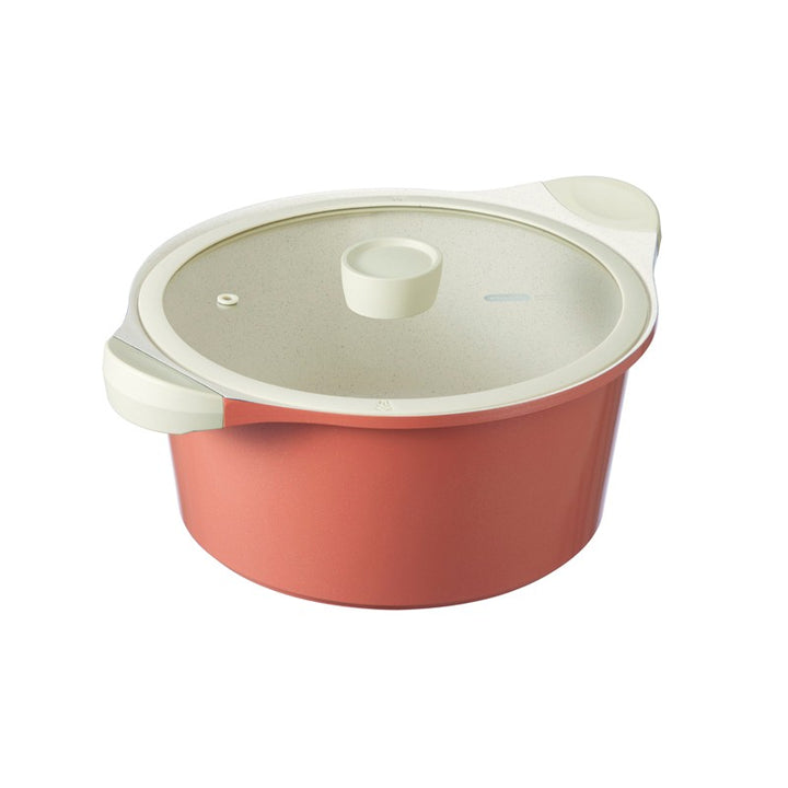Omi Simple Marble Pot 24cm (Coral Orange)