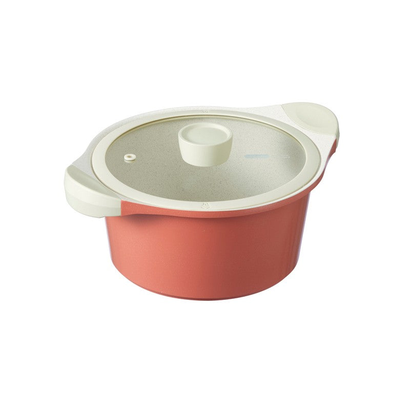 Omi Simple Marble Pot 20cm (Coral Orange)