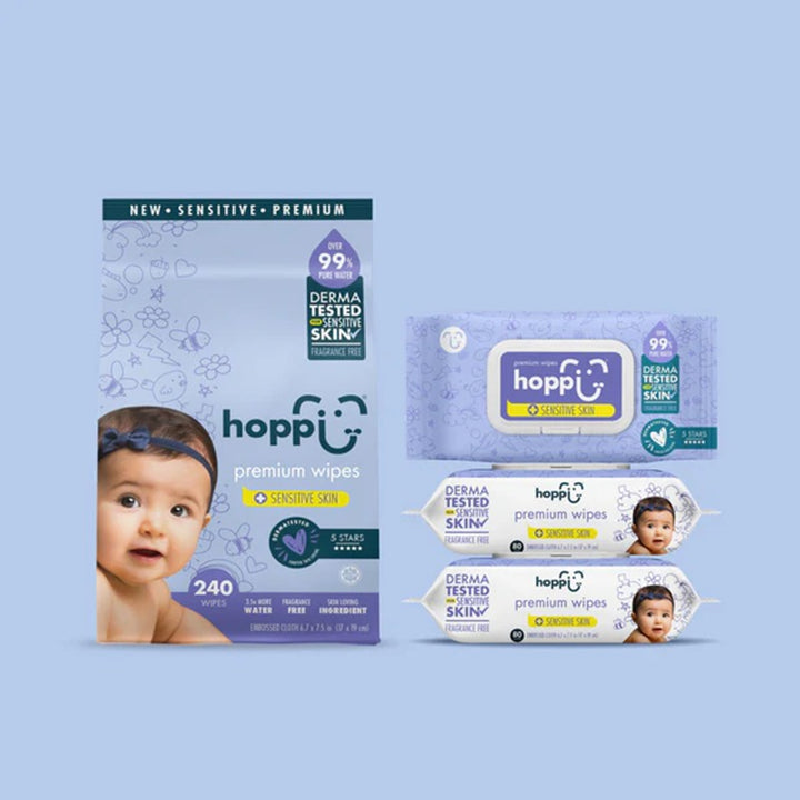 Hoppi 99% Premium Water Baby Wipes (80 Wipes x 3 Packs)
