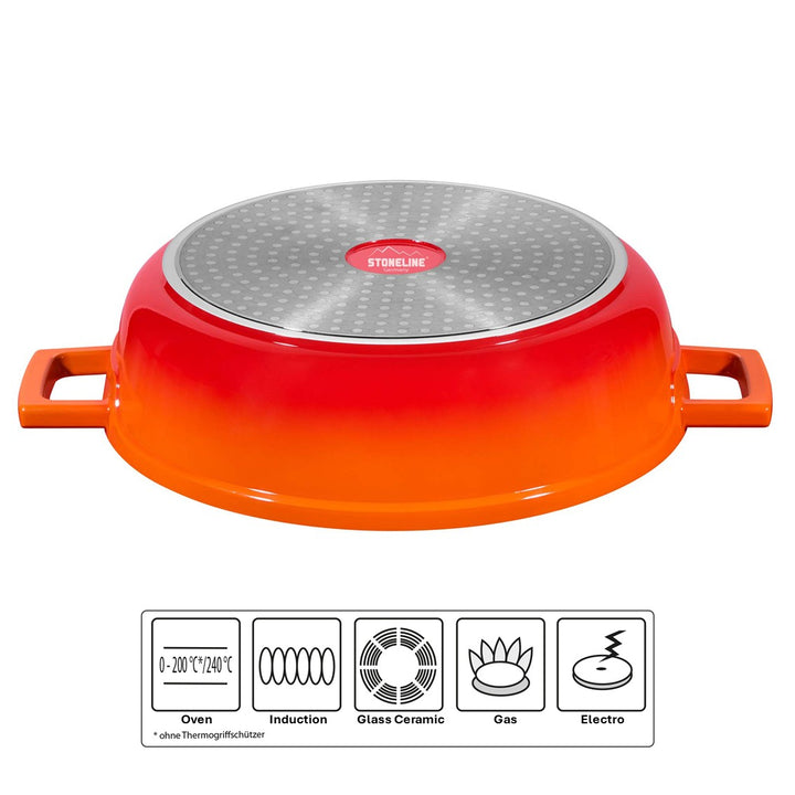 Cocotte Roaster Casserole Dish Round 28cm Orange with Lid