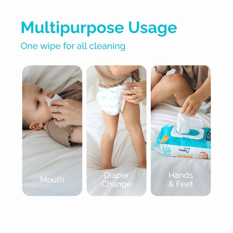 Hoppi Baby Wet Wipes (80 Wipes x 3 Packs)