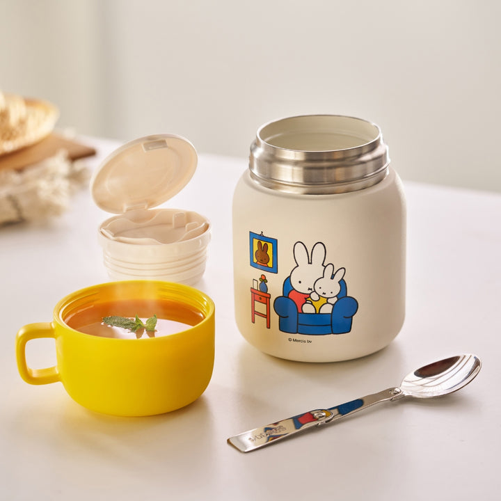 [Miffy x Corelle] Snapware Thermal Flask with Cup Lid & Foldable Spoon 580ml