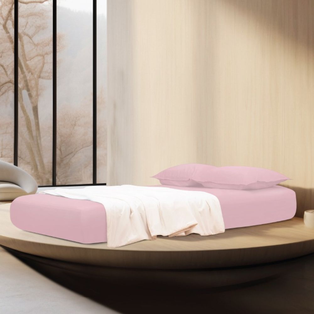 100% Long Staple Cotton Solid 1100TC Fitted Sheet Set - Hinagiku Rose