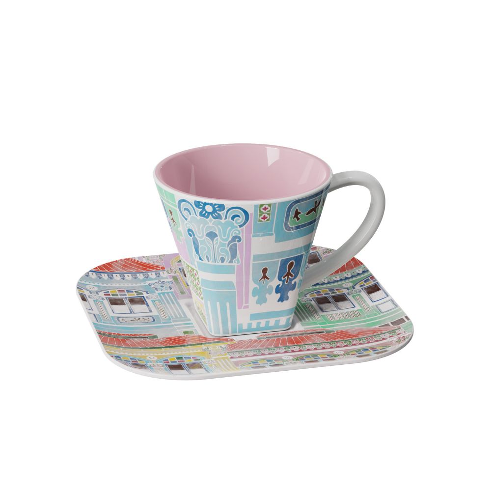 [Pickup Only] Watercolor Joochiat Cup and Saucer 100ml (Pink)