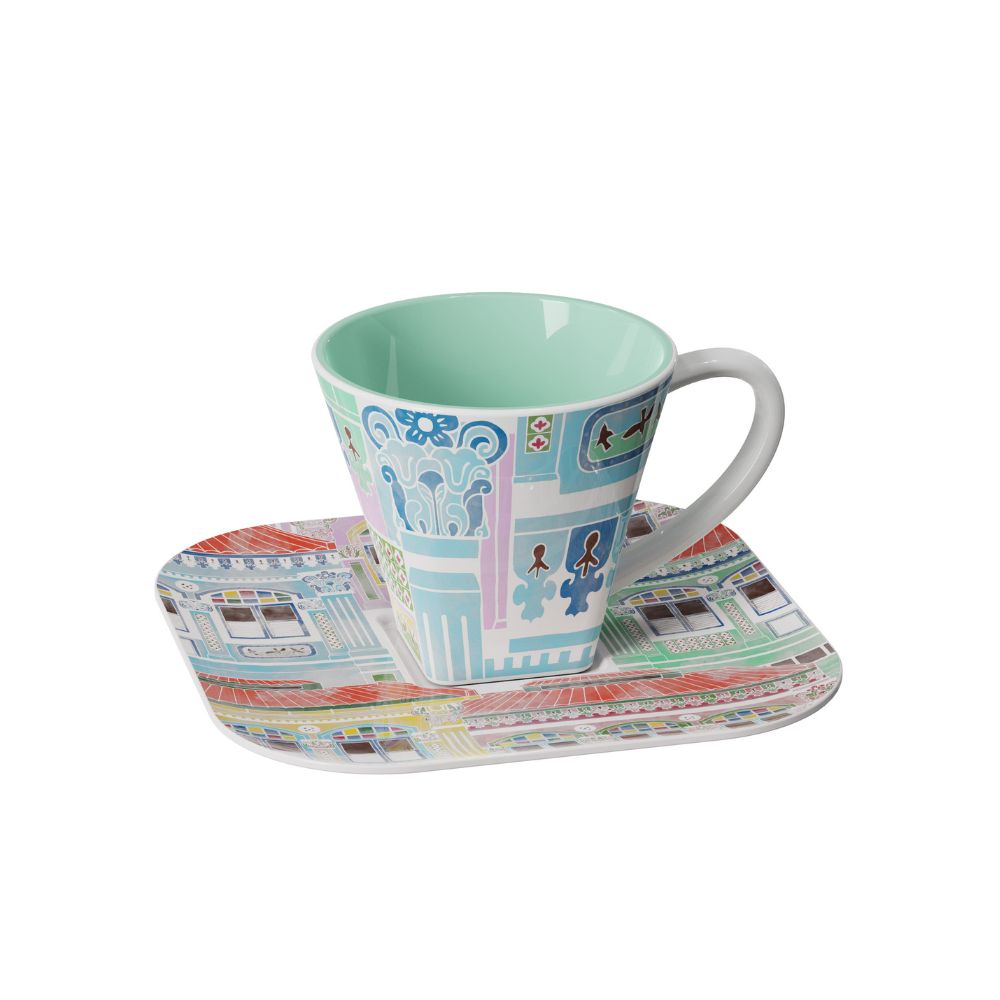 [Pickup Only] Watercolor Joochiat Cup and Saucer 100ml (Green)
