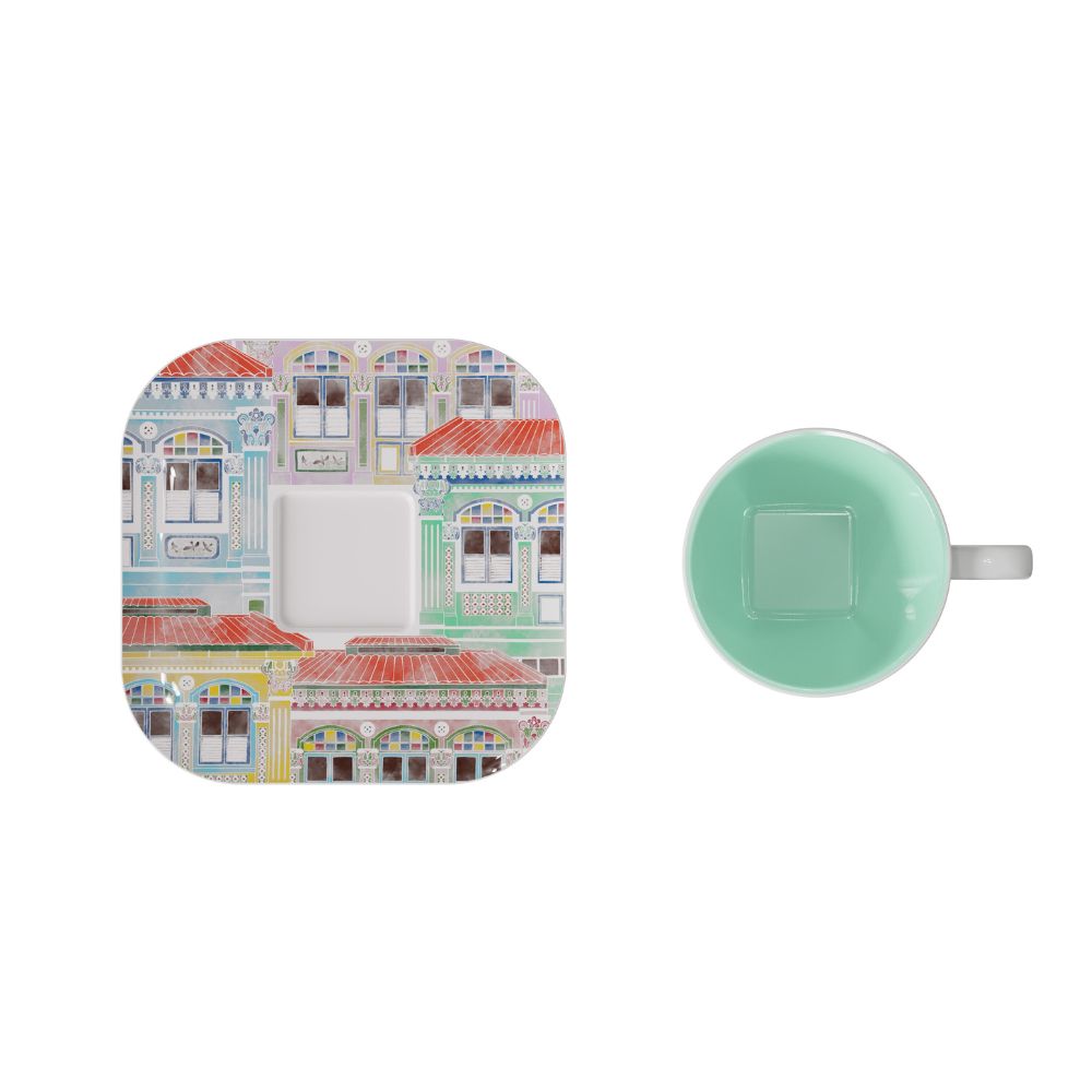 [Pickup Only] Watercolor Joochiat Cup and Saucer 100ml (Green)