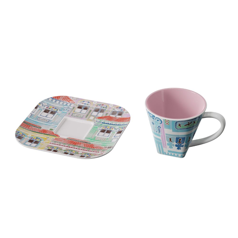 [Pickup Only] Watercolor Joochiat Cup and Saucer 100ml (Pink)