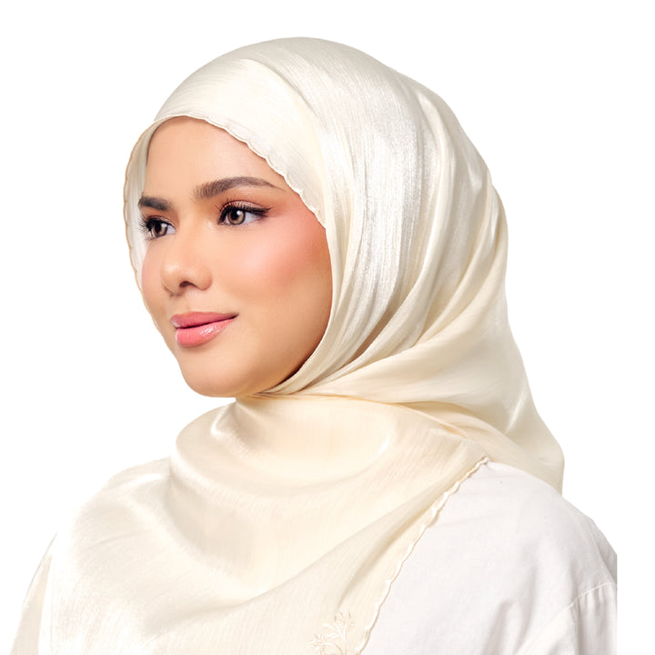 Sulam Juita Shiny Crinkle Satin Chiffon Scarf
