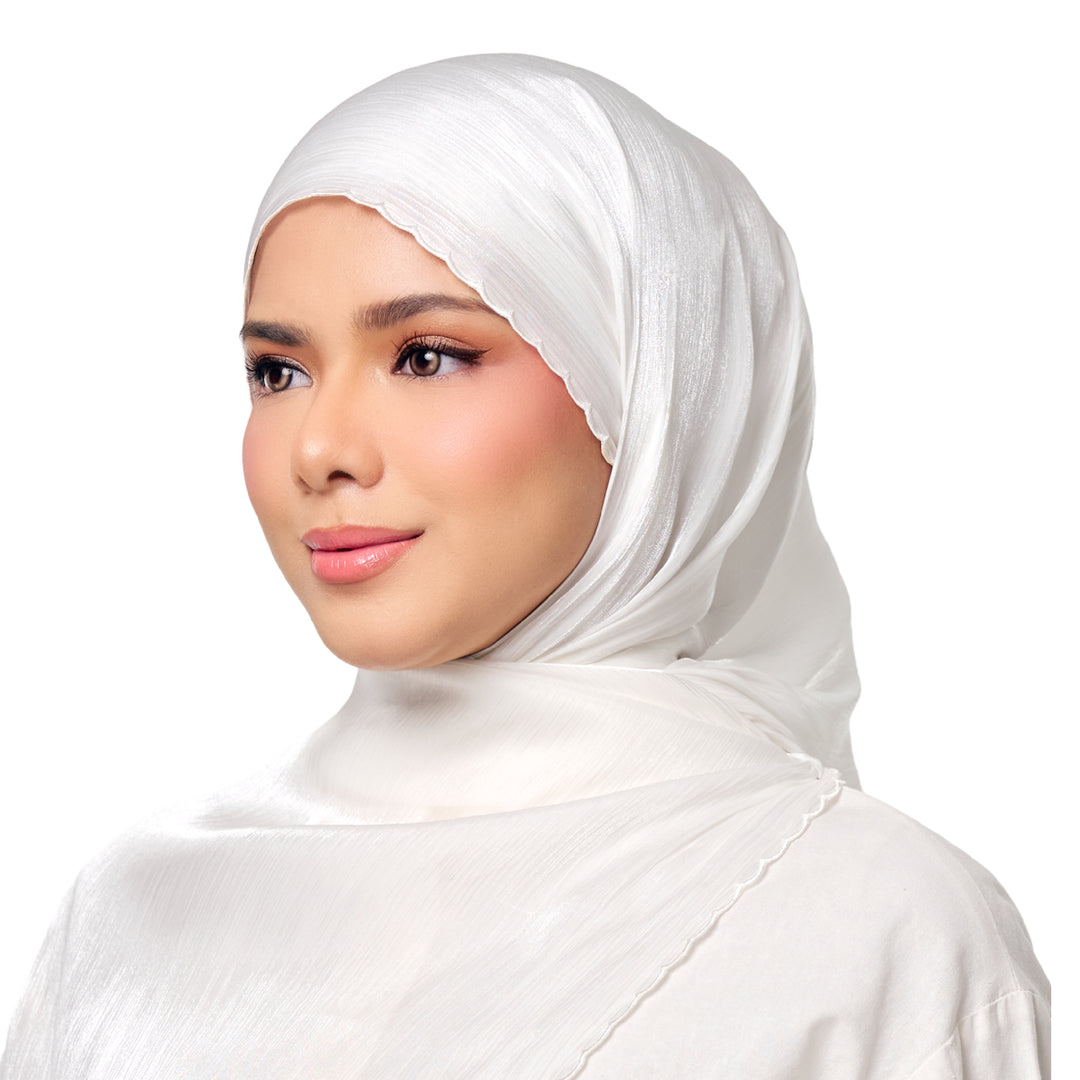 Sulam Juita Shiny Crinkle Satin Chiffon Scarf