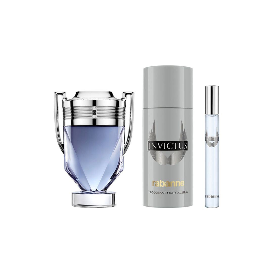 Gift Set: Paco Rabanne Invictus EDT for Him 100ml + Deodorant Spray 150ml + Travel Spray 10ml