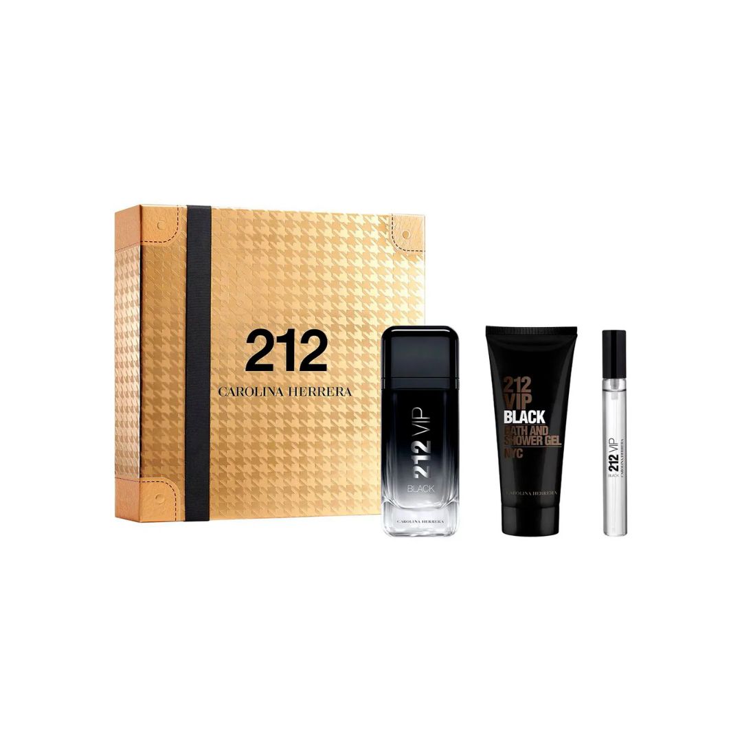 Gift Set: 212 VIP Black EDP 100ml+ Bath & Shower Gel 100ml +10ml EDP Spray