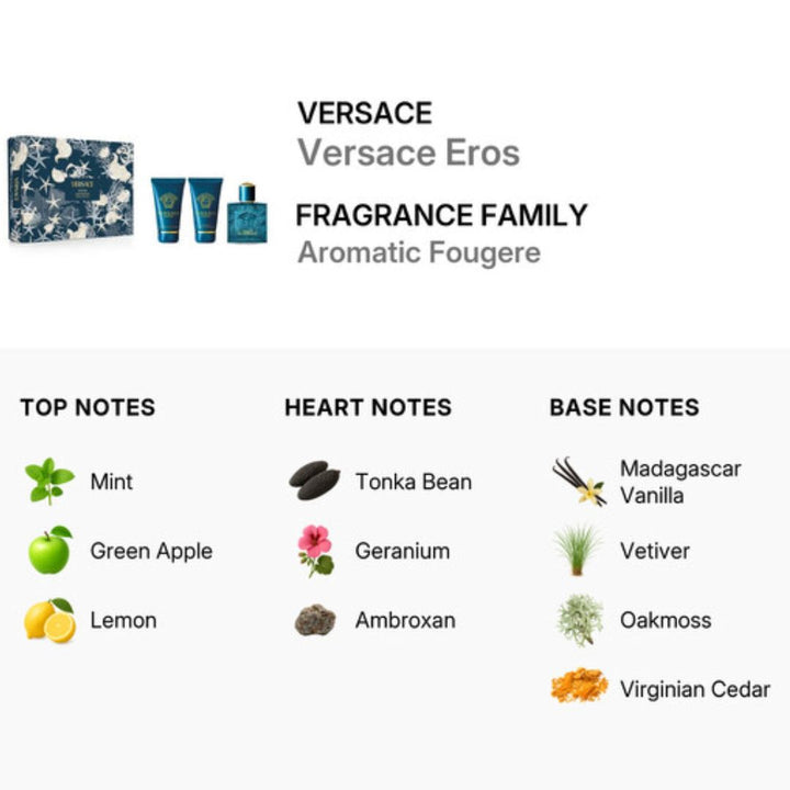 Gift Set :Versace Eros EDT 50ml Gift Set-LIMITED EDITION