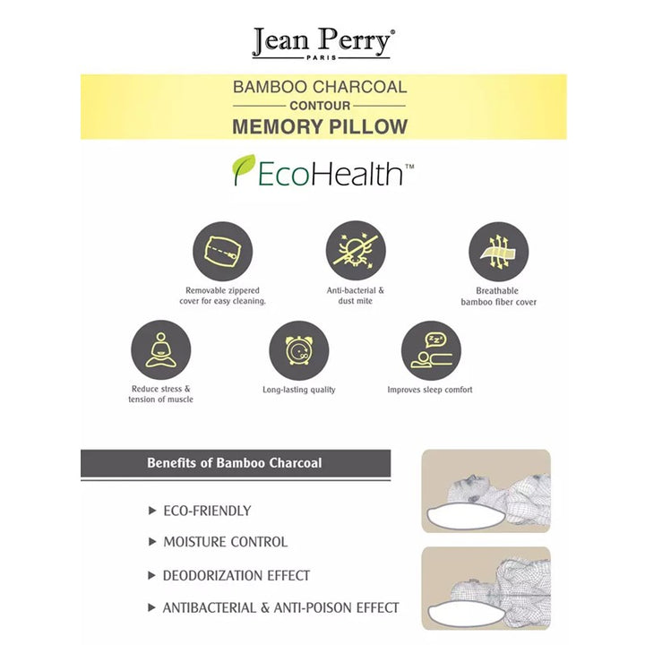 JEAN PERRY Ecohealth Bamboo Charcoal Classic Memory Pillow | Isetan KL Online Store