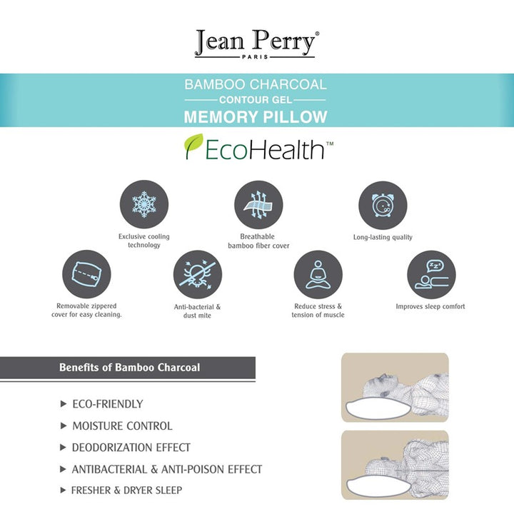 JEAN PERRY Ecohealth Bamboo Charcoal Contour Gel Memory Pillow | Isetan KL Online Store