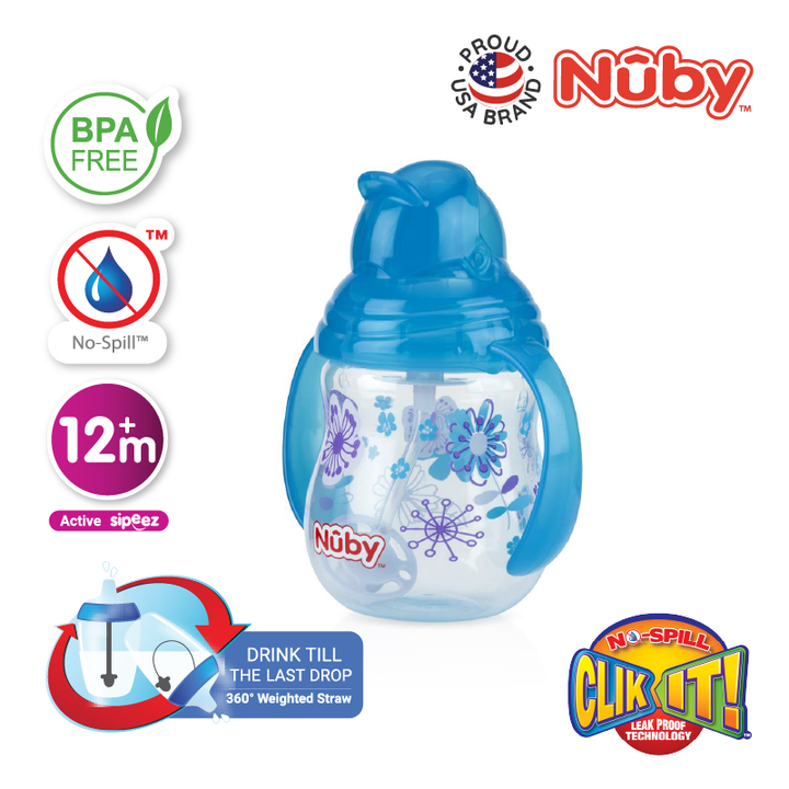 NUBY NB10324 Pinpoint Flip-it Straw Cup Assorted (240ml/8oz) | Isetan KL Online Store