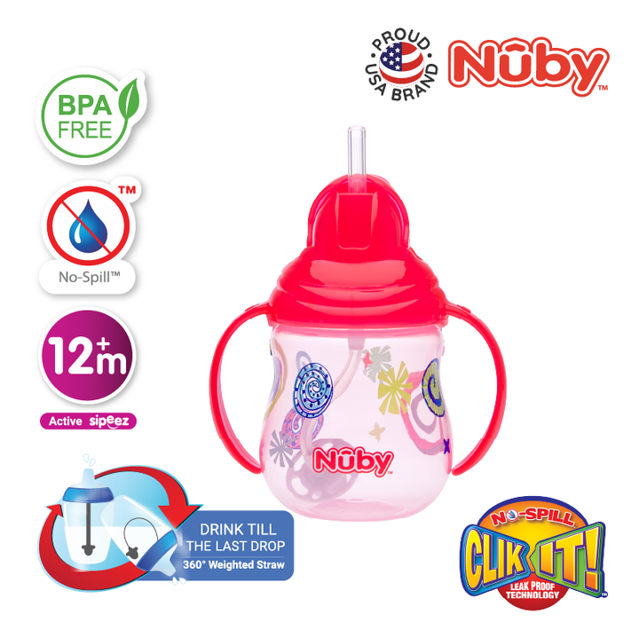 NUBY NB10324 Pinpoint Flip-it Straw Cup Assorted (240ml/8oz) | Isetan KL Online Store