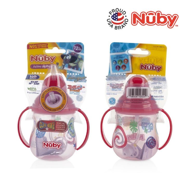 NUBY NB10324 Pinpoint Flip-it Straw Cup Assorted (240ml/8oz) | Isetan KL Online Store