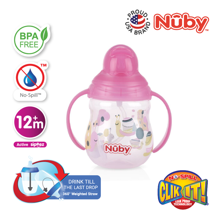 NUBY NB10324 Pinpoint Flip-it Straw Cup Assorted (240ml/8oz) | Isetan KL Online Store