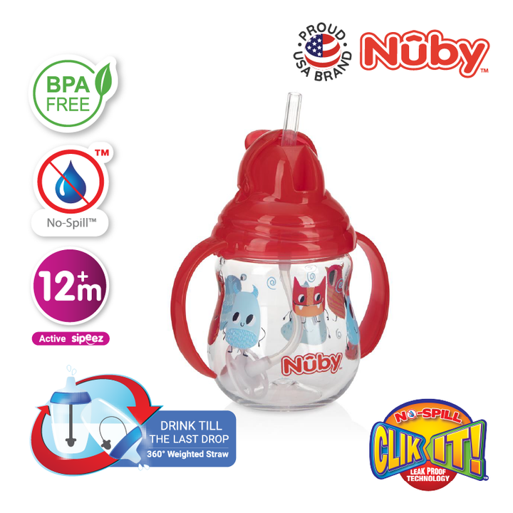 NUBY NB10324 Pinpoint Flip-it Straw Cup Assorted (240ml/8oz) | Isetan KL Online Store