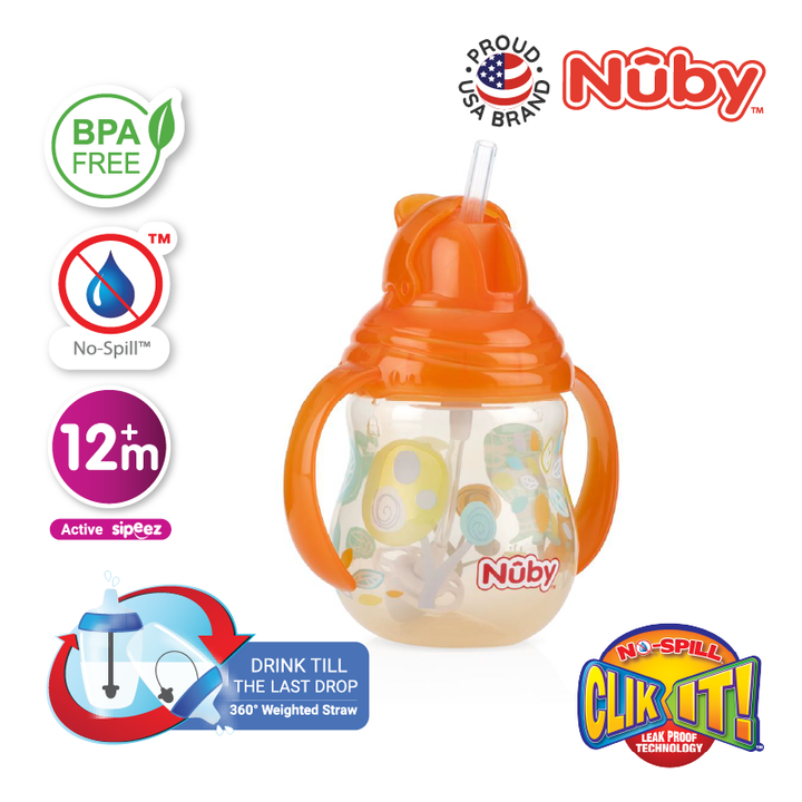 NUBY NB10324 Pinpoint Flip-it Straw Cup Assorted (240ml/8oz) | Isetan KL Online Store