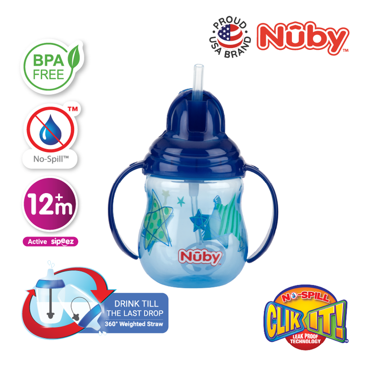 NUBY NB10324 Pinpoint Flip-it Straw Cup Assorted (240ml/8oz) | Isetan KL Online Store