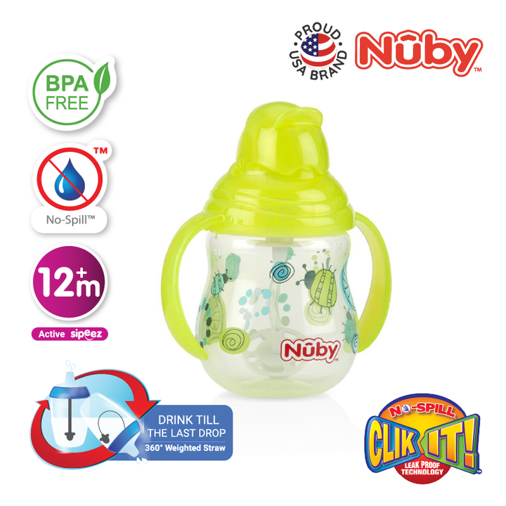 NUBY NB10324 Pinpoint Flip-it Straw Cup Assorted (240ml/8oz) | Isetan KL Online Store