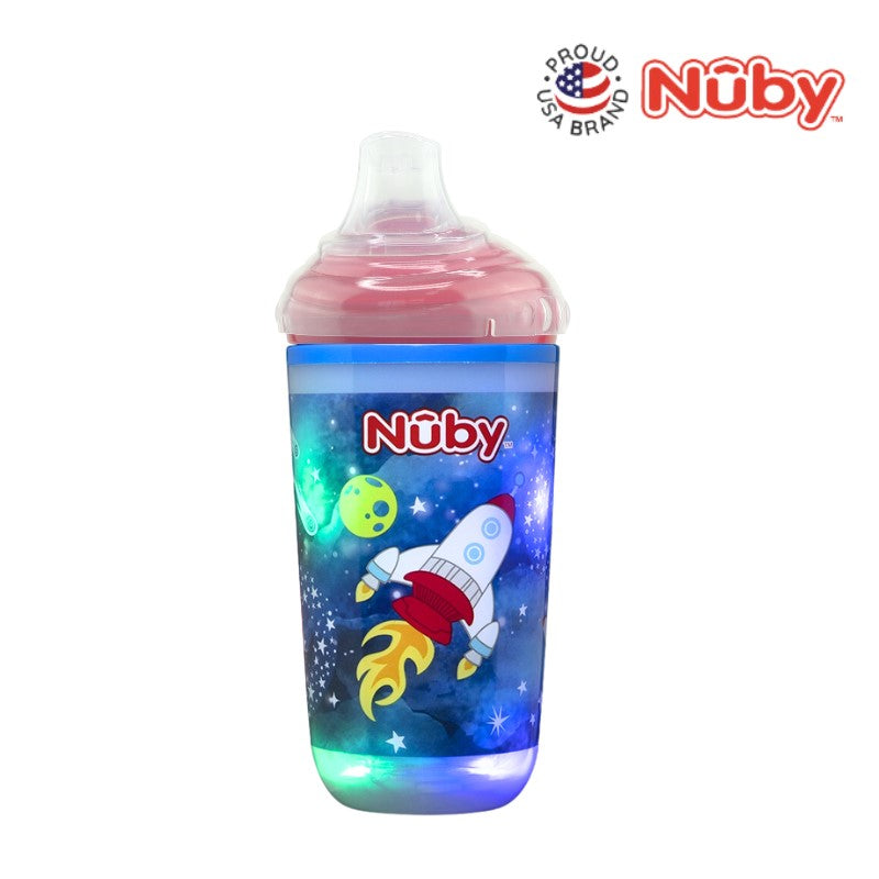 NUBY NB10565 Nuby 1Pk 10oz Light Up Cup wt No Spill Soft Silicone Spout wt Hygienic Cover - Same as 10559 but has Cover | Isetan KL Online Store