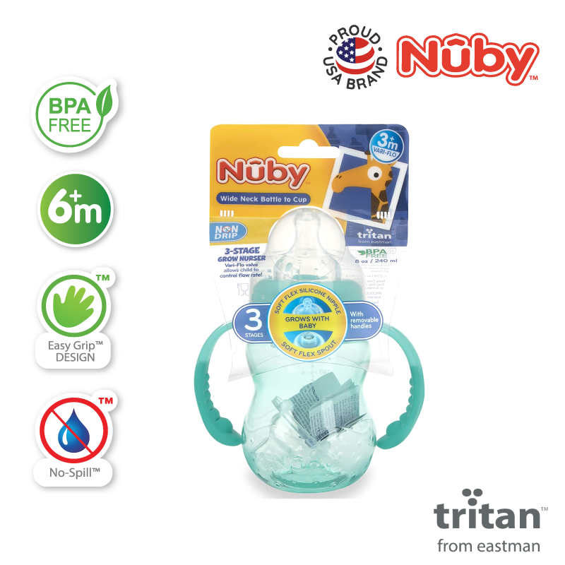 NUBY NB1748 Tritan WN Cup Handle Assorted (240ml/8oz) | Isetan KL Online Store