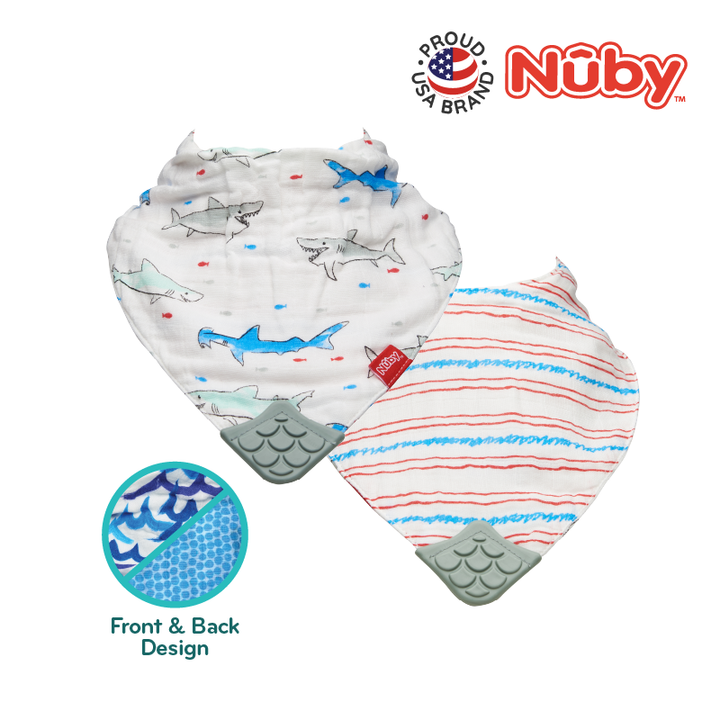 NUBY NB4324 Muslin Bandana Bibs & Teether (2pack) | Isetan KL Online Store