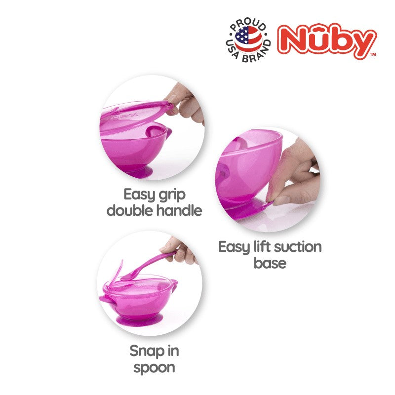 NUBY NB5487 Nuby Garden Fresh Suction Bowl w/Spoon and Lid Assorted | Isetan KL Online Store