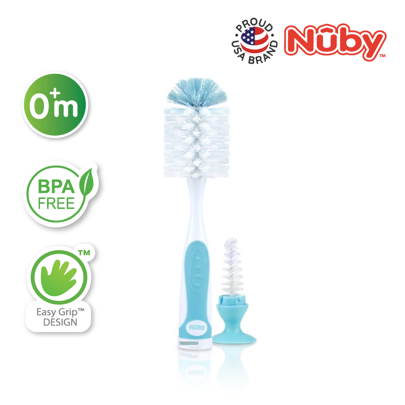 NUBY NB5523 Bottle Brush & Nipple Brush Assorted (1pc) | Isetan KL Online Store
