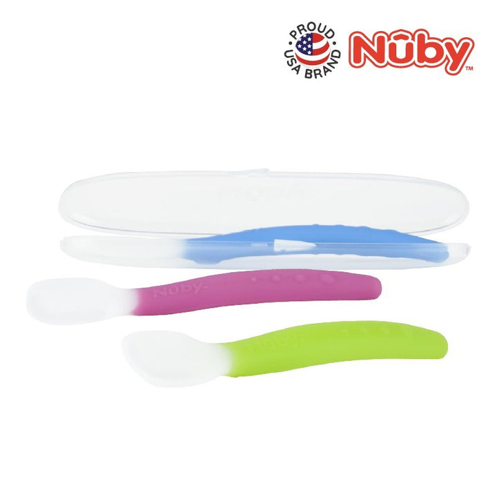 NUBY NB5560 Nuby Garden Fresh Silicone Spoon with Hygenic Case Assorted (1pc) | Isetan KL Online Store