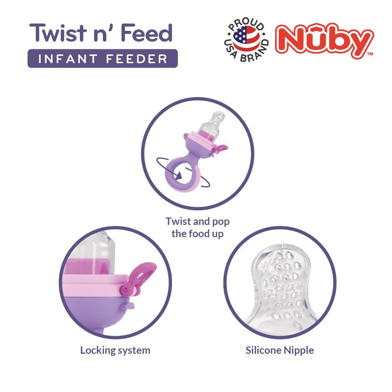 NUBY NB5681 Nuby Twist Squeeze Feeder with Silicone Nipple and Hygienic Cover Assorted | Isetan KL Online Store