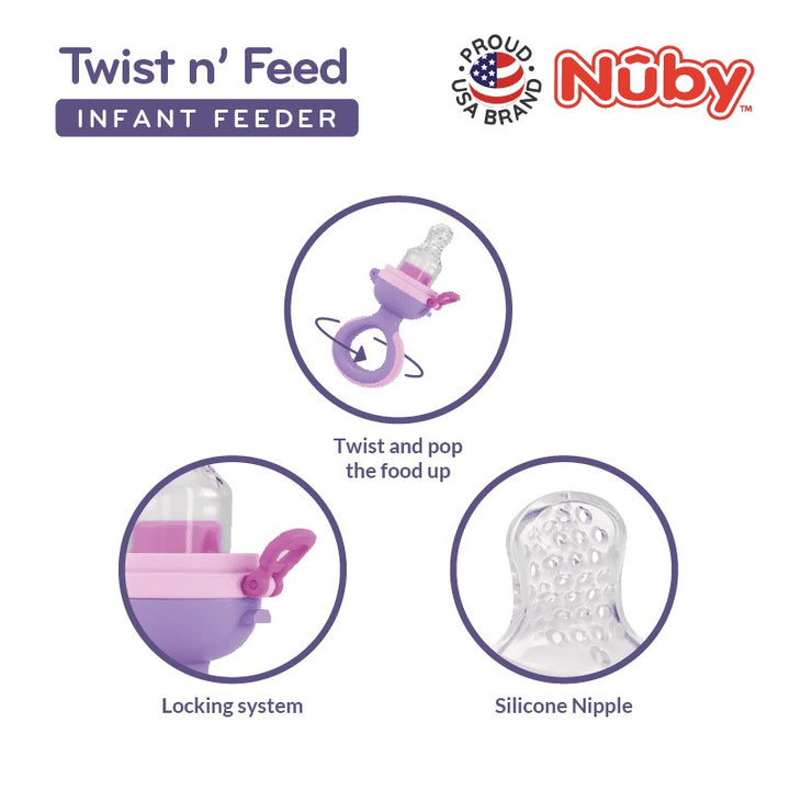 NUBY NB5681 Nuby Twist Squeeze Feeder with Silicone Nipple and Hygienic Cover Assorted | Isetan KL Online Store