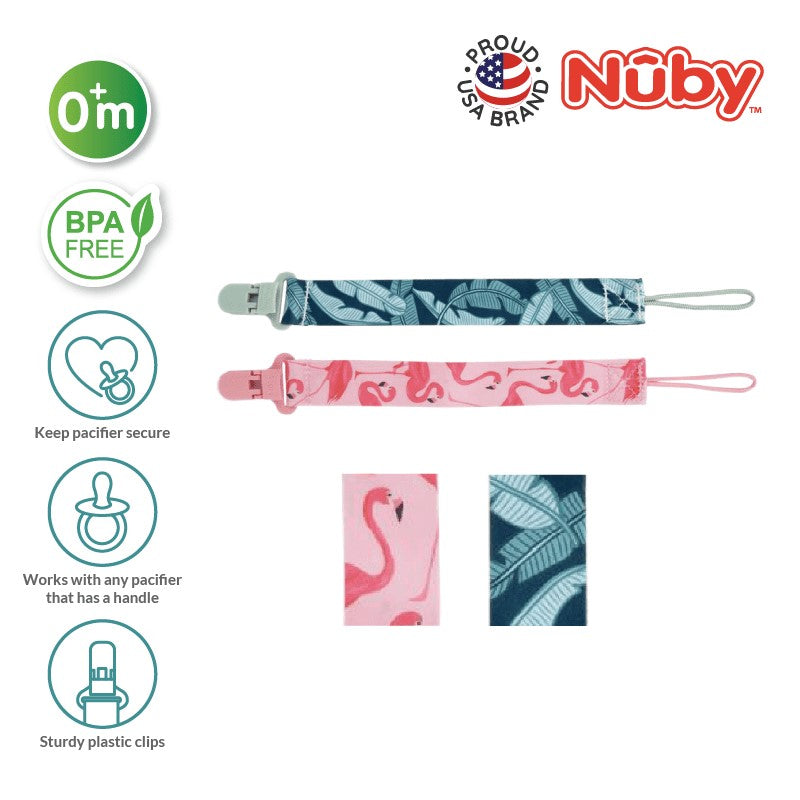 NUBY NB5716 Fashion Printed Cloth Pacifinder with Clips 2pc Assorted | Isetan KL Online Store