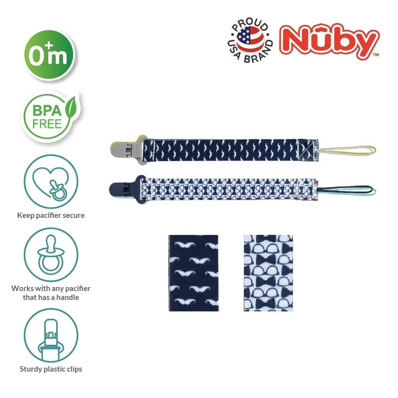 NUBY NB5716 Fashion Printed Cloth Pacifinder with Clips 2pc Assorted | Isetan KL Online Store