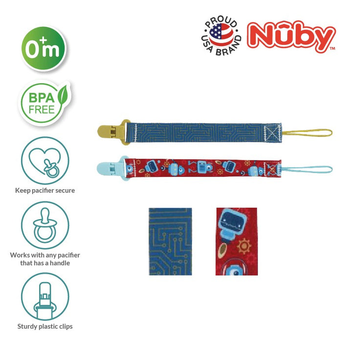 NUBY NB5716 Fashion Printed Cloth Pacifinder with Clips 2pc Assorted | Isetan KL Online Store
