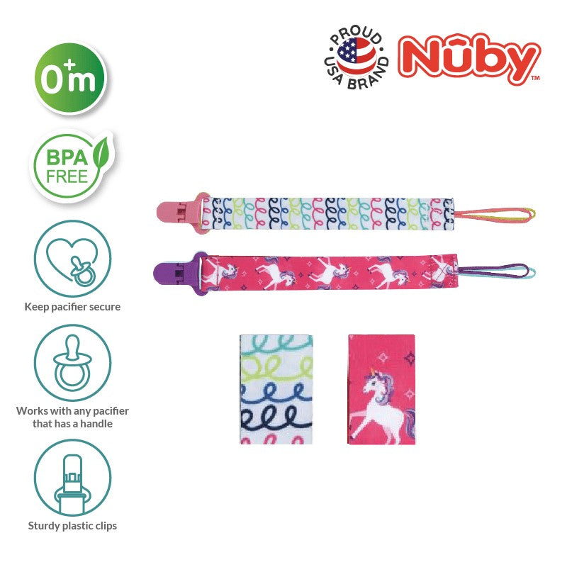 NUBY NB5716 Fashion Printed Cloth Pacifinder with Clips 2pc Assorted | Isetan KL Online Store