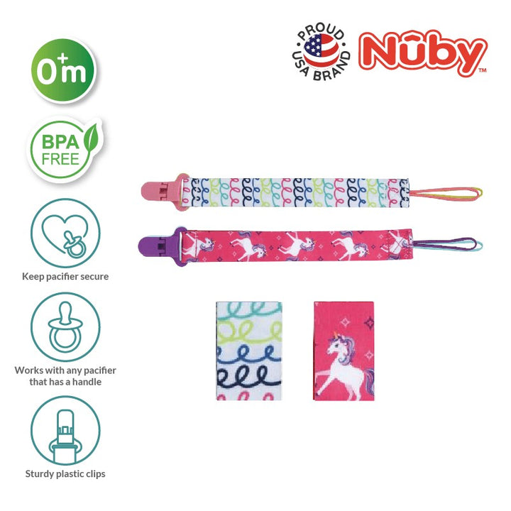 NUBY NB5716 Fashion Printed Cloth Pacifinder with Clips 2pc Assorted | Isetan KL Online Store