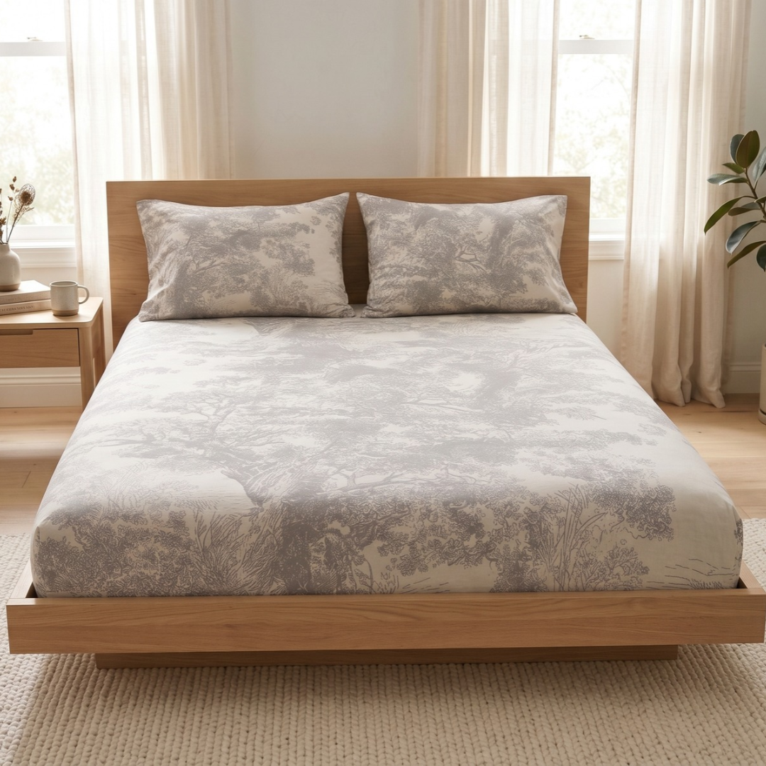 100% Long Staple Cotton Prints 1100TC Fitted Sheet Set - Seijaku