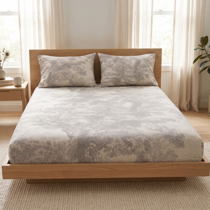 100% Long Staple Cotton Prints 1100TC Fitted Sheet Set - Seijaku