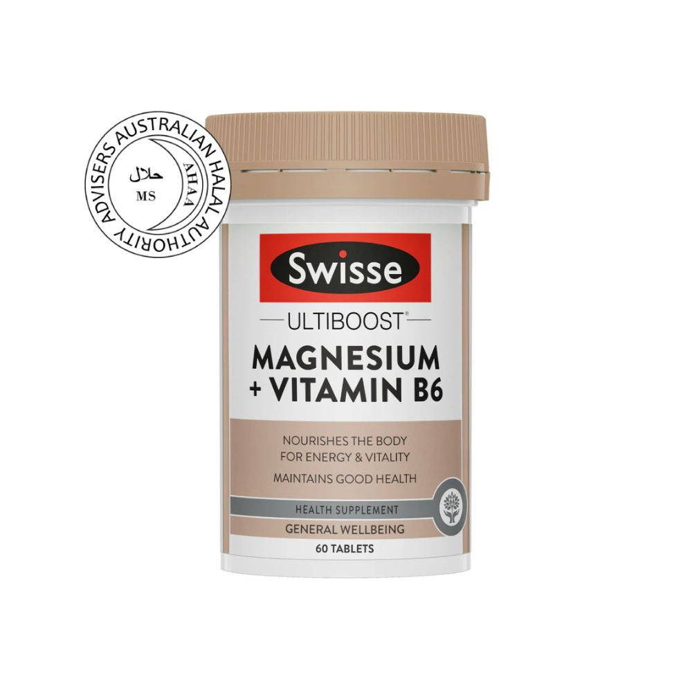 Swisse Ultiboost Magnesium + Vitamin B6 60 Tablets - Muscle Health and Nervous System Support Isetan KL