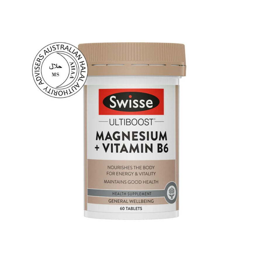 Swisse Ultiboost Magnesium + Vitamin B6 60 Tablets - Muscle Health and Nervous System Support Isetan KL