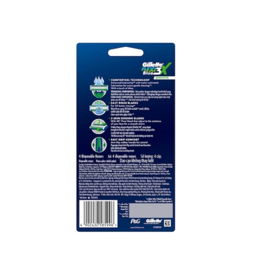 Flexi Blue 3X Sensitive Disposable Razor 4s