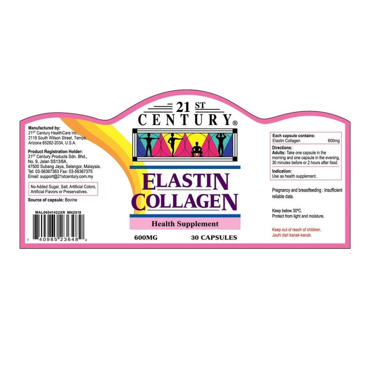 21st Century Elastin Collagen 600mg 30`s