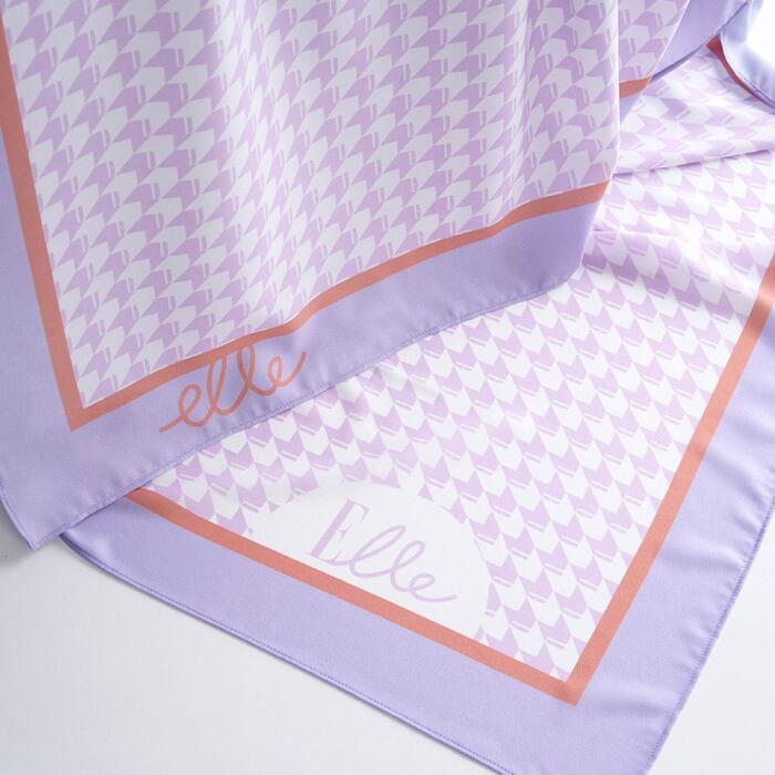 ELLE Hidden Elle Square Scarf (Lilac Marble) | Isetan KL Online Store